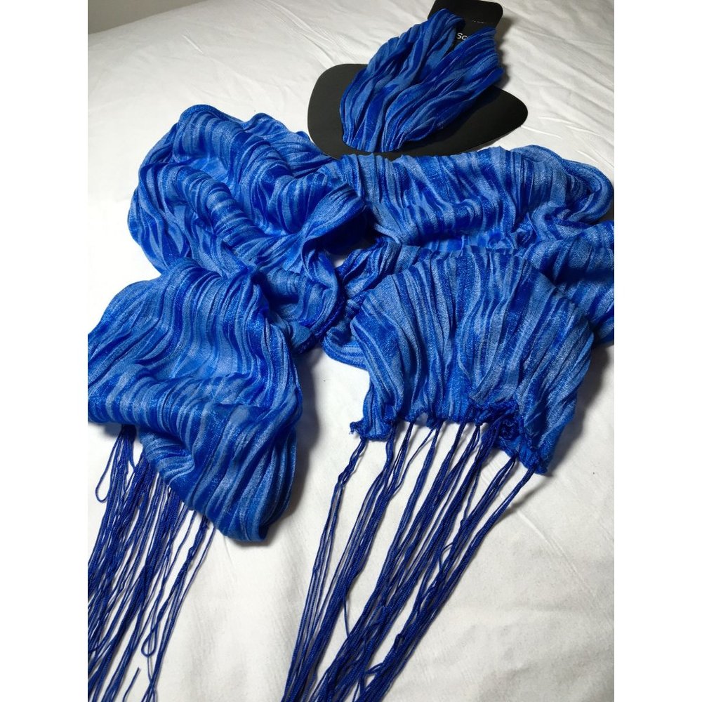 Oceanic Blue Brand New Designer Women's Scarf with Tassels